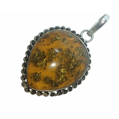 фото Подвеска кулон с янтарем, янтарь синтетический, желтый ручная работа