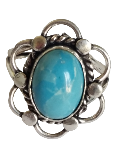 Кольцо Кольцо с бирюзой, бирюза синтетическая, размер 19.5, голубой