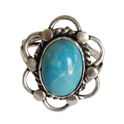 фото Кольцо кольцо с бирюзой, бирюза синтетическая, бирюза, размер 19.5, голубой ручная работа