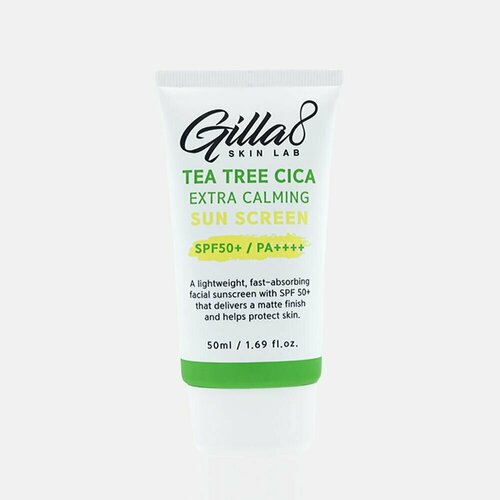 Успокаивающий солнцезащитный крем GILLA8 Tea Tree Cica Extra Calming Sun Cream SPF50+ успокаивающий крем для лица gilla8 tea tree cica extra calming cream