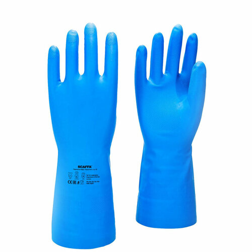 Перчатки защитные нитрил КЩС SCAFFA Практик Cem N38 цв. синий р.7 перчатки медицинские нитриловые размер s 50 пар синие