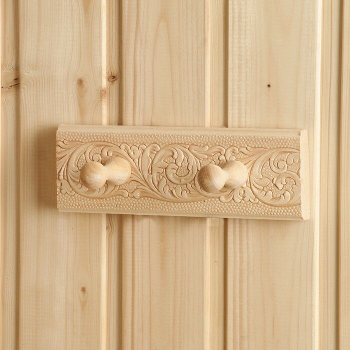 фото Вешалка "Классика" 2 крючка, липа, 20х2,5х6,5 см Русские узоры