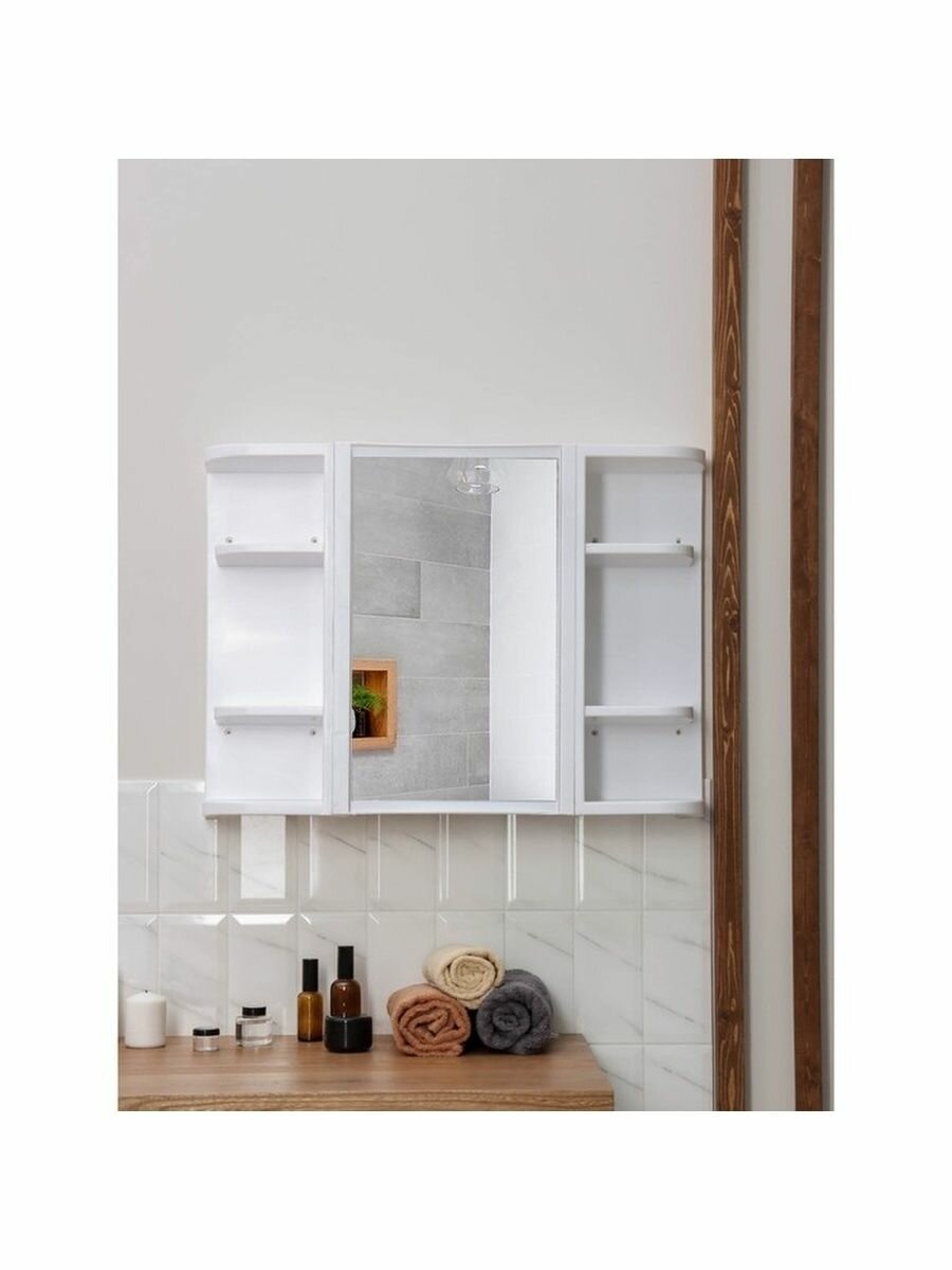 Шкаф для ванной комнаты с зеркалом и полкой - фотография № 6