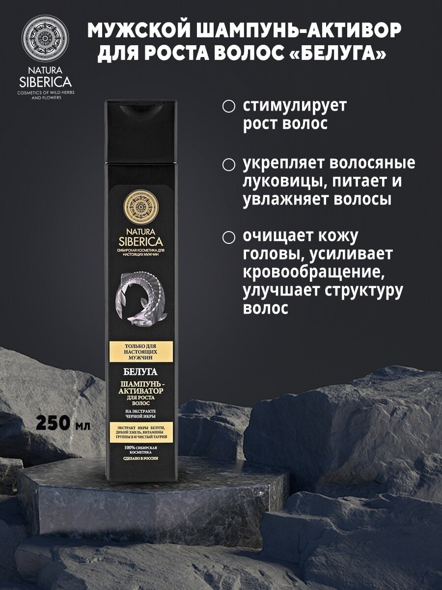 Шампуни Для Мужчин НатСиберика шам.-акт-р муж. д/рос. волос «белуга» , НатСиберика 250мл