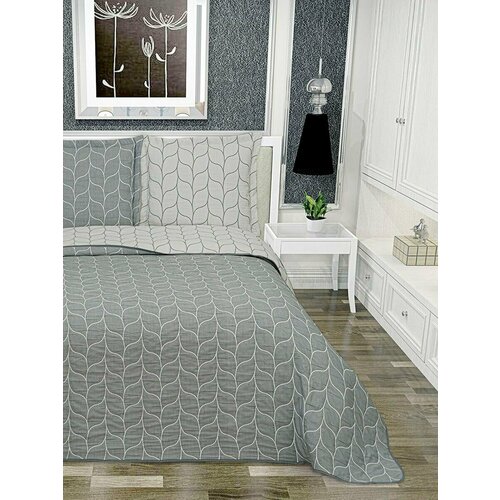 Покрывало Sapphire Leaf. 220x240 см. Турция. Серый.