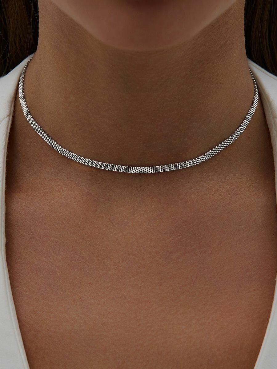 Колье MIESTILO Чокер на шею женский серебряный ювелирный, серебро, 925 проба, родирование
