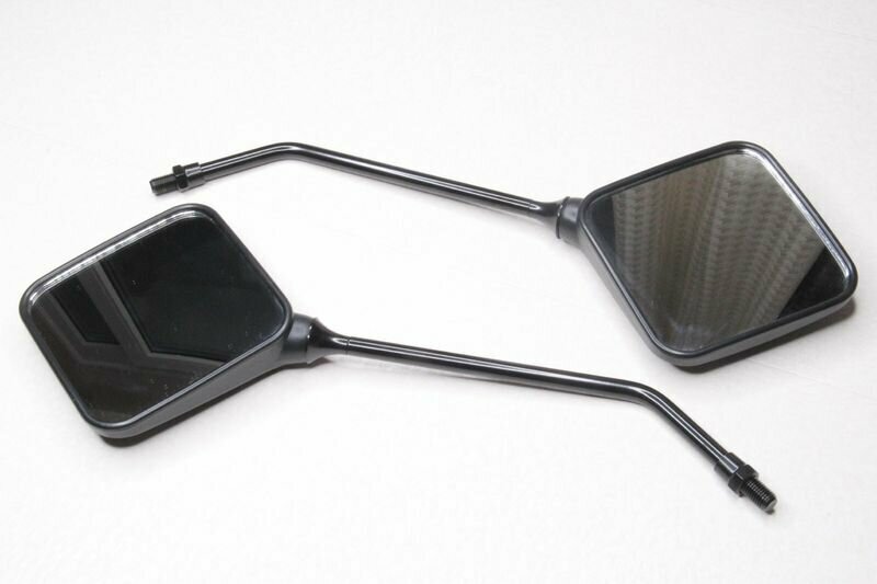 фото Зеркала заднего вида Ява квадратное, черное, универсальное (велорекс-реплика) резьба правая М10