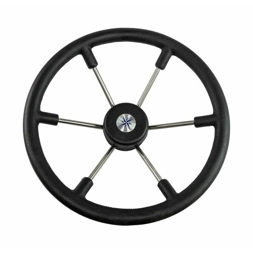 фото Рулевое колесо leader tanegum черный обод серебряные спицы д. 400 мм нет бренда