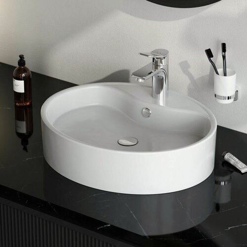 Изображение товара Раковина для ванной AM.PM, накладная, с поворотным хромированным смесителем, 56 см