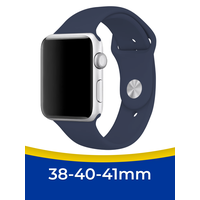 Силиконовый ремешок на Apple Watch 1-8, SE 38, 40 и 41 мм / Сменный браслет для смарт часов Эппл Вотч 1, 2, 3, 4, 5, 6, 7, 8, СЕ / Темно-синий