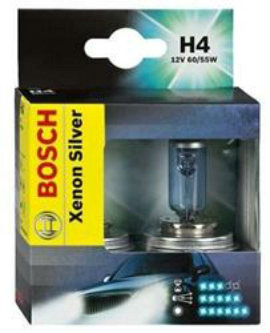 BOSCH 1987301081 1 987 301 081_лампа! (H4) 60/55W 12V P43T галоген. XENON Silver белый свет 5000К к-кт 2 шт.\