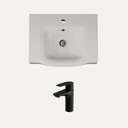 Изображение товара Раковина для ванной комнаты AM.PM, со смесителем, встраиваемая, черная, фарфор