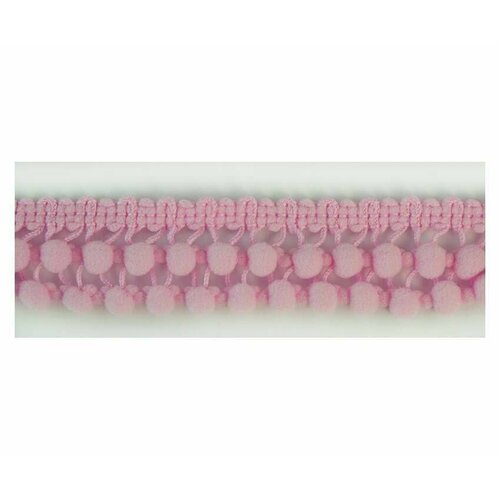 Тесьма с помпонами двурядная, цвет тtмно-розовый, 1 упаковка