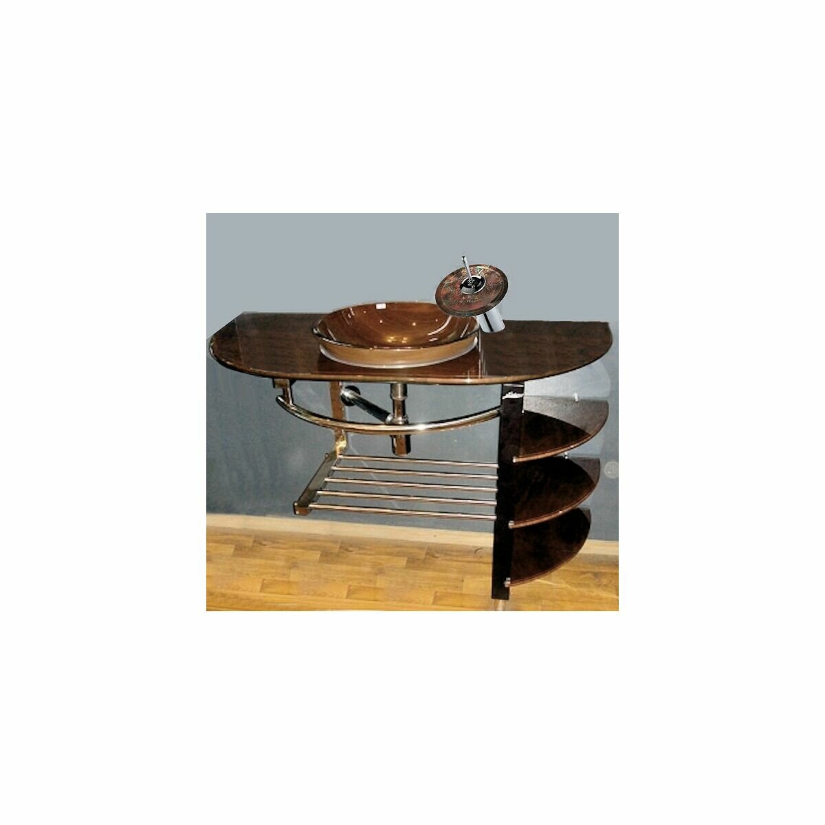 фото Стеклянная раковина Ledeme L108-29 110 см коричневая