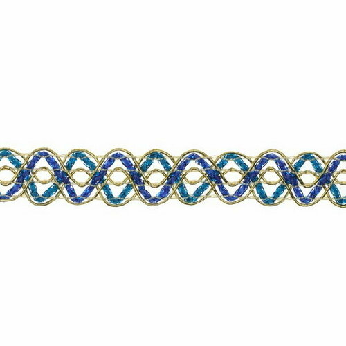 Тесьма Змейка, сине-голубая с золотом, 1.5 см, 25 м фигурка декоративная lefard фрогги 14 5x8x15 см арт 146 587
