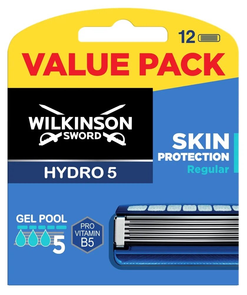 Wilkinson Sword / Schick Hydro5 Skin Protection / Сменные кассеты для бритья, 12 шт.