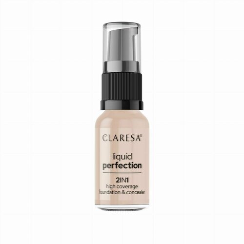 CLARESA Тональная основа и консилер 2в1 Liquid Perfect, тон 104 Nude, 18 мл