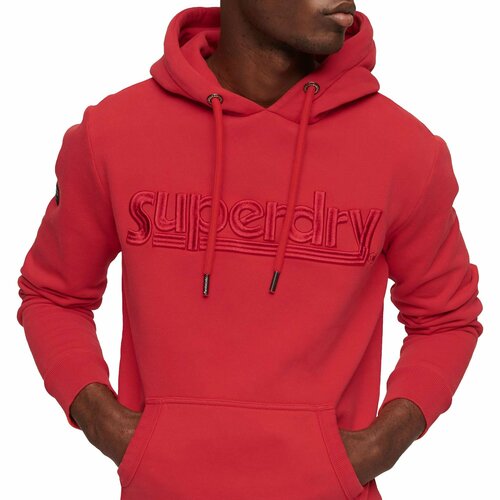 Худи Superdry, силуэт свободный, средней длины, размер 50;52, красный