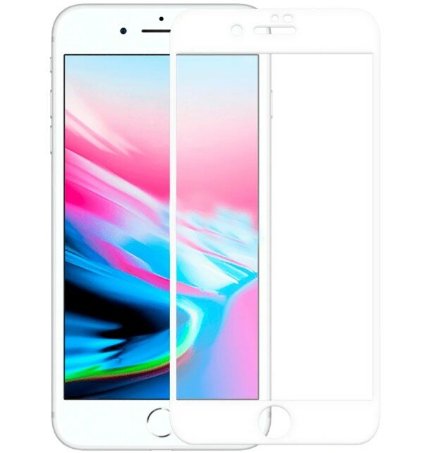Perfeo 21D защитное стекло для iPhone 7+/8+ белый Full Screen&Glue