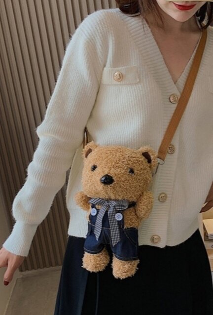 фото Сумка плюшевая через плечо "Медведь"