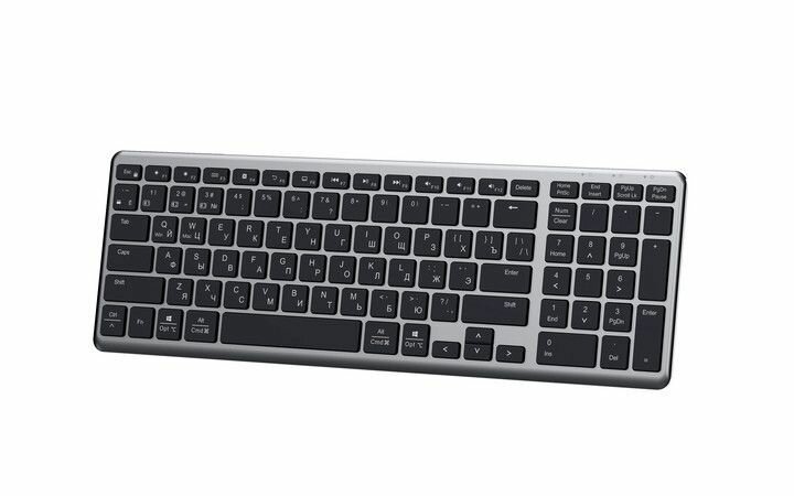 Клавиатура беспроводная UGREEN KU005 (15956) 2.4GHz Bluetooth 5.0 Ultra Slim Wireless Keyboard. Цвет: серебристый — фото 1