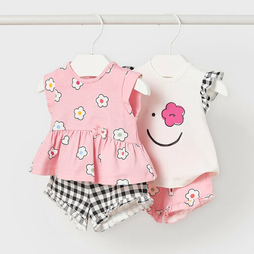 Комплект одежды   для девочек, повседневный стиль, размер 12 мес. (80 см), розовый