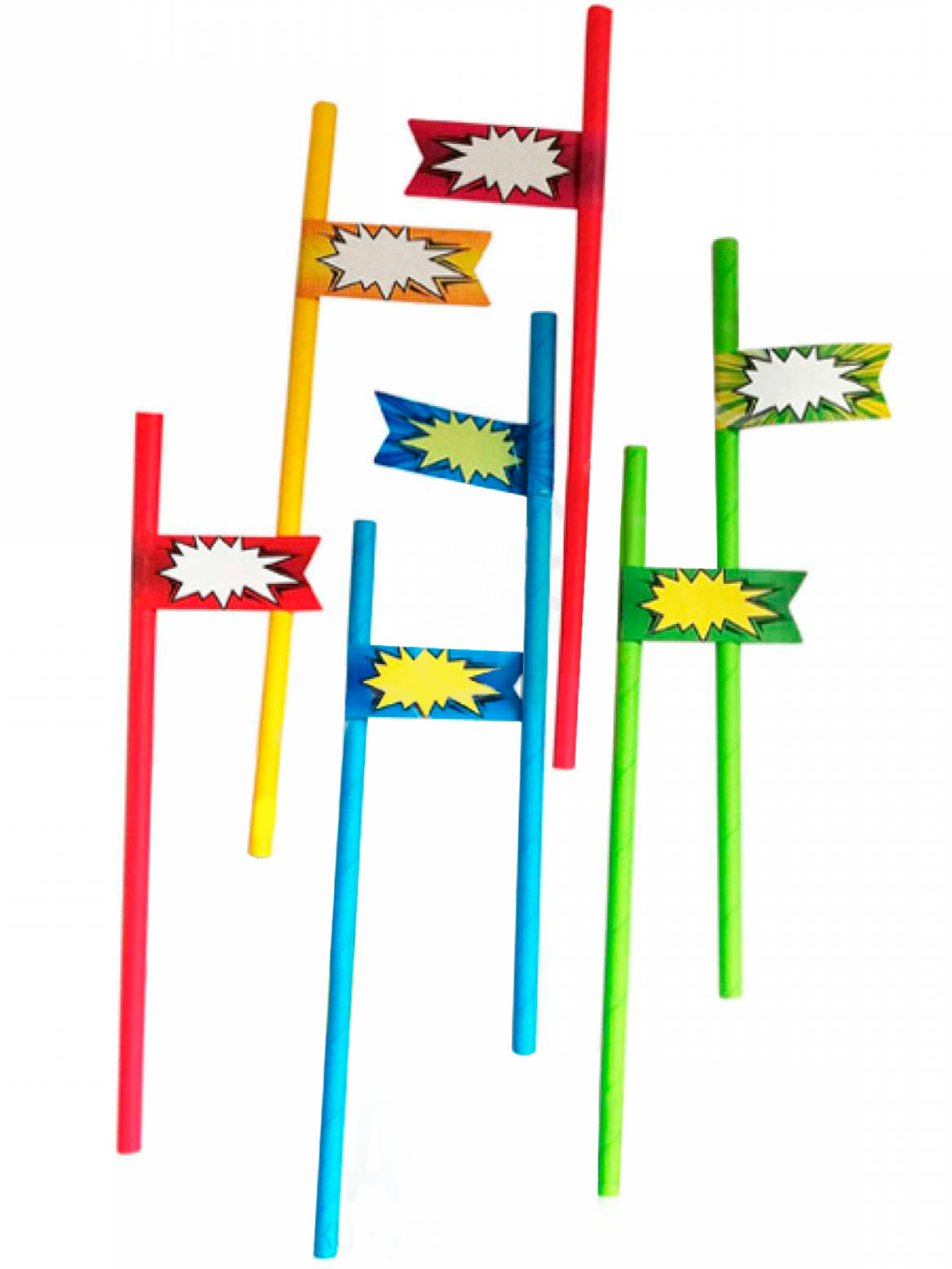 Набор бумажных трубочек для коктейлей Riota с флажками "Напиши сам", 8 шт