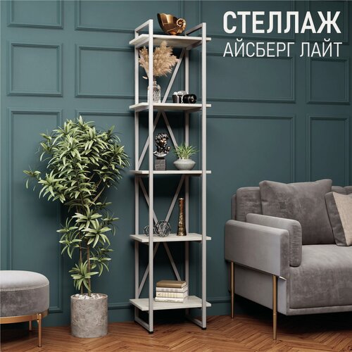 Изображение товара Стеллаж Айсберг Лофт Лайт 40х182-2 белый/дуб крафт белый