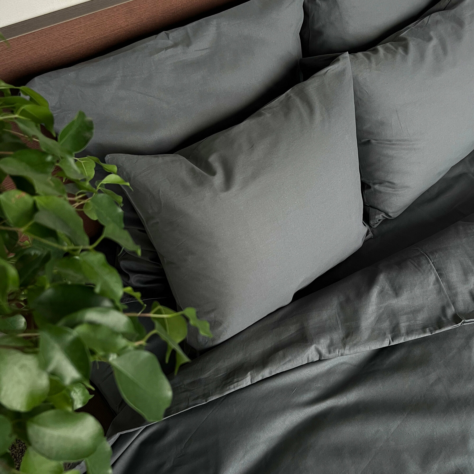 Комплект постельного белья LINO textile 2-спальный серый - фотография № 2
