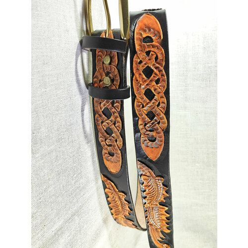 фото Ремень , размер 120, бежевый, золотой хельга шванцхен, leatherca