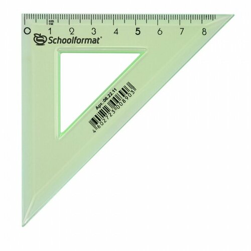 Треугольник 45°, 9см schoolформат, пластик, 30шт. (08.22.11)