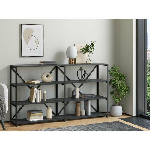 Стеллаж Айсберг Лофт 1604 Черный с полками северное дерево темное Для дачи для дома для книг в офис 11290₽