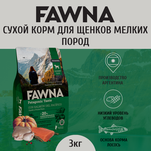 Сухой корм Fawna Cachorros Pequeno для щенков мелких пород, лосось, тыква, красные ягоды 3 кг