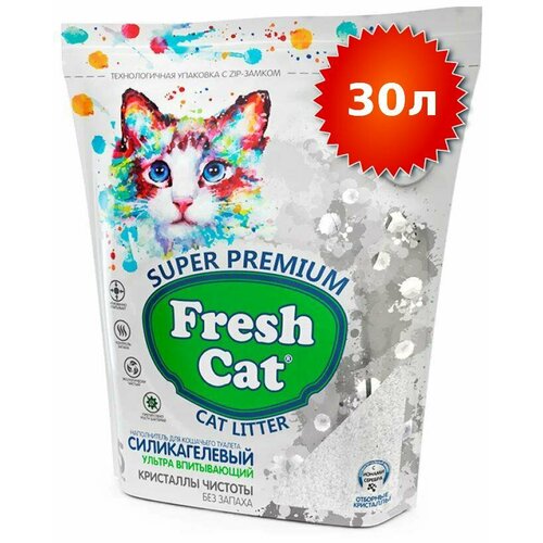 FRESH CAT впитывающий силикагелевый наполнитель "Кристаллы чистоты ", без аромата, 2кг/5л * 6 шт.