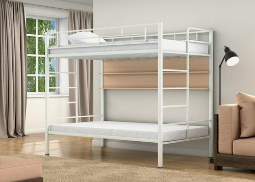 Изображение товара Двухъярусная кровать Валенсия 120 Твист Белый полка дуб молочный