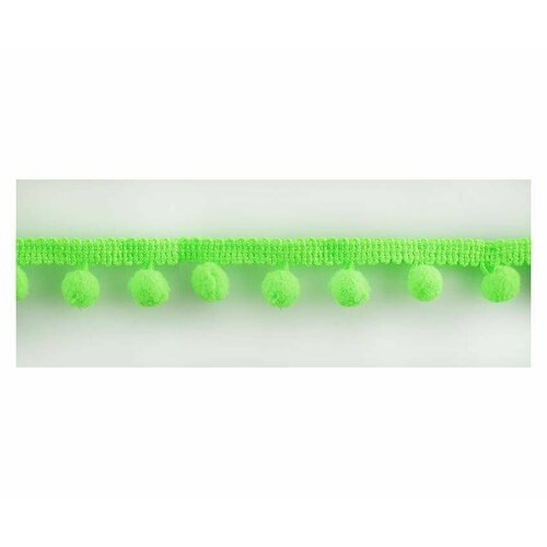 Тесьма с помпонами, диаметр 9 мм, цвет ярко-зеленый, 1 упаковка