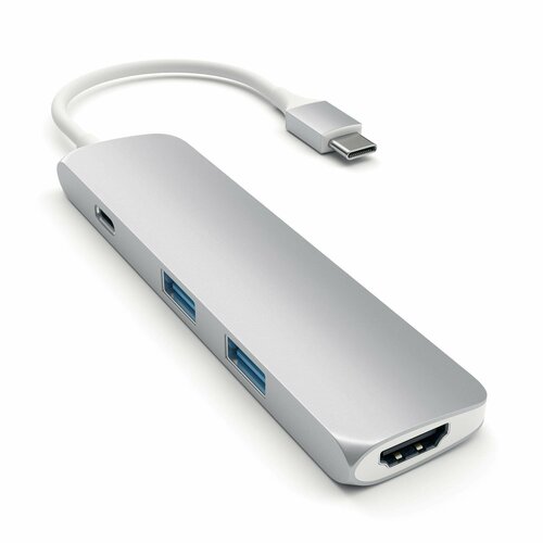 Док-станция Satechi Aluminum Type-C Slim Multi-Port Adapter 4K (2xUSB 3.0, USB Type-C, HDMI), Серебристый ST-CMAS