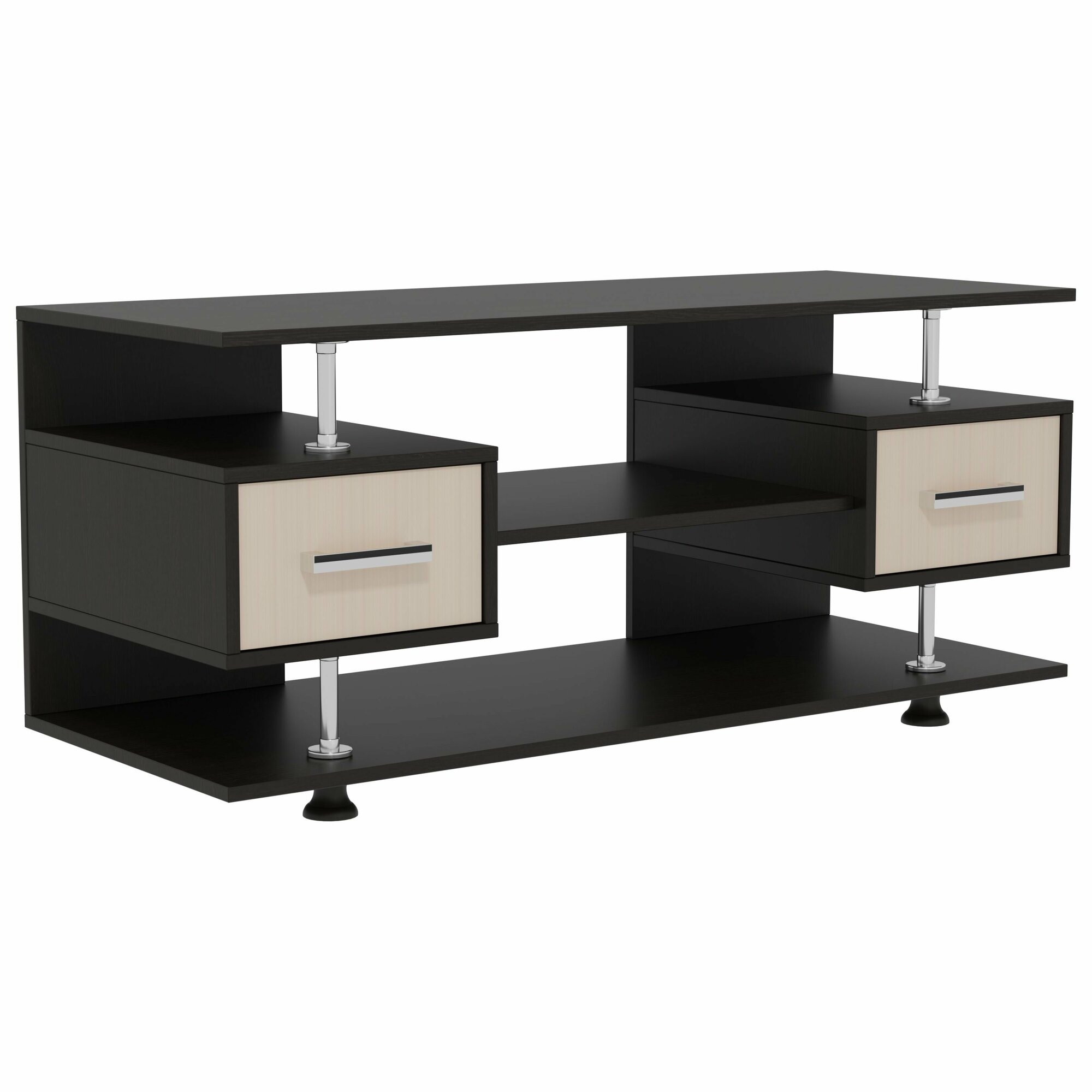 фото Тумба под телевизор Фант-9, с 2 ящиками, тумба под ТВ от Фант-Мебель, 120х53х47 см, цвет Ясень светлый/Ясень темный