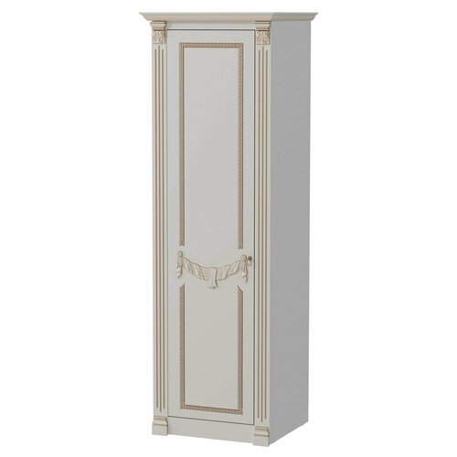 Шкаф распашной Ольга-20 МДФ, одностворчатый для одежды и белья, 223х74х63 см, цвет Белый экспо