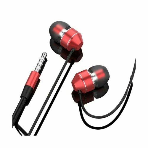 Наушники проводные с красным микрофоном N96 100000₽