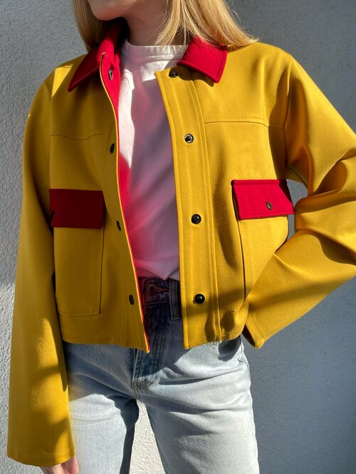 Пиджак , размер М, желтый, красный