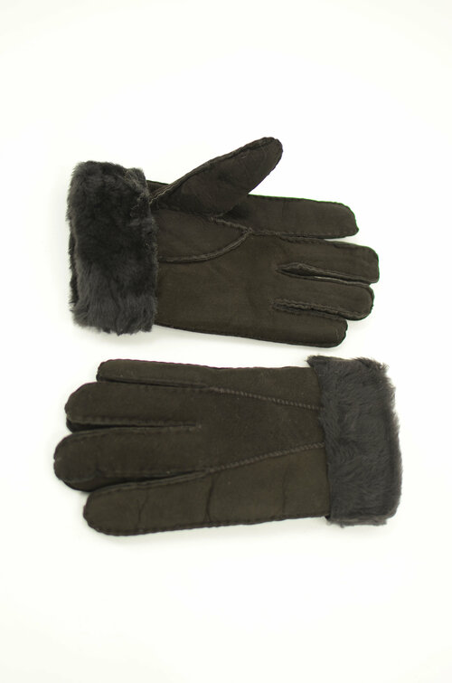 Перчатки зимние мужские замшевые на натуральном меху теплые цвет темно коричневый размер XL марки Deoglory