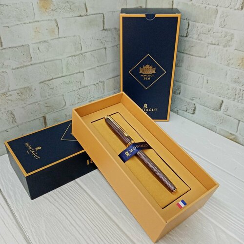 Ручка в футляре TJ-34 Montagut (син) 0.5 мм роллер, Темно-серая, металлический корпус c рифлением, в к/кор.