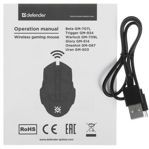 Беспроводная игровая мышь Defender Oneshot GM-067 черный,LED,7D,300 мАч, 3200dpi - фото №18