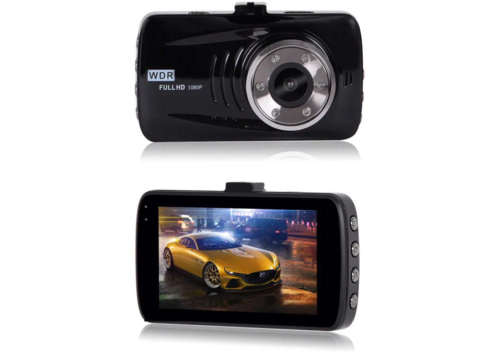 Автомобильный видеорегистратор с двумя камерами и разрешением видеозаписи Full HD 1080P / G-Sensor / IPS дисплей / Камера заднего вида для парковки