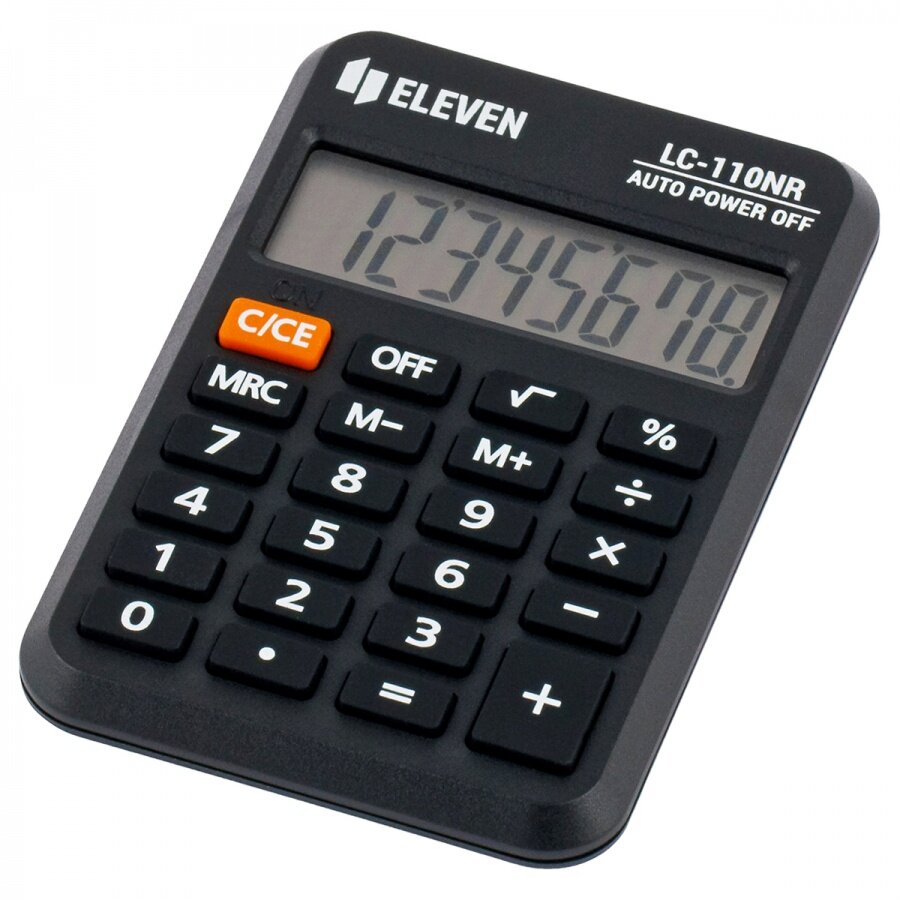 Калькулятор карманный Eleven LC-110NR (8-разрядный) питание от батарейки черный (LC-110NR)