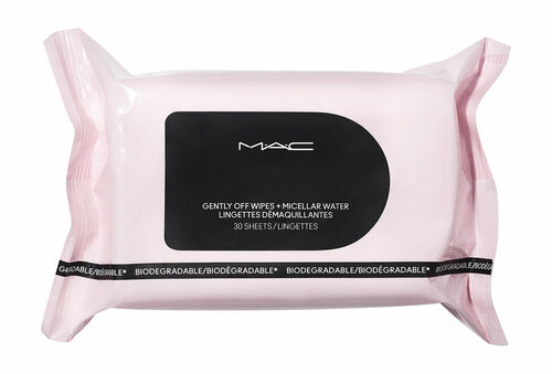 MAC Gently Off Wipes + Miccelar Water Biodegradable Салфетки для снятия макияжа, 30 шт.