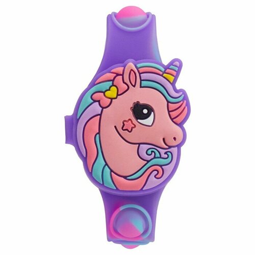 Часы наручные электронные детские Единорог ремешок pop-it l-225 см 57200₽