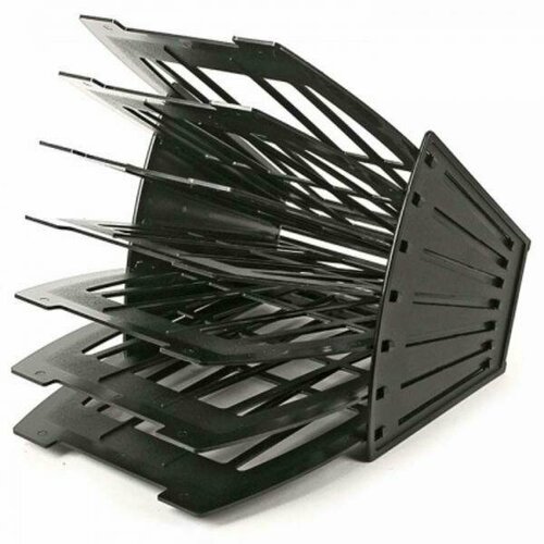 Лоток для бумаг веерный Эсир, 6 отделений, черный, 4шт.