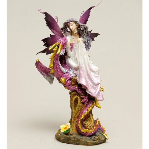 Фигура для интерьера символ года Дракон и Ангел, 35х18 см, цвет розовый